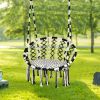 Hanging Hammock Chair with Cushion Macrame Swing Cotton Rope Indoor Outdoor